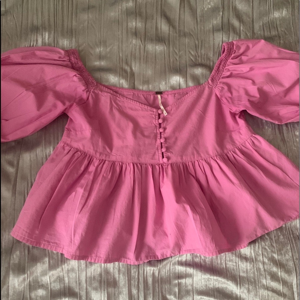 Free People off or on the Shoulder Puff Sleeve Top - Picture 1 of 3